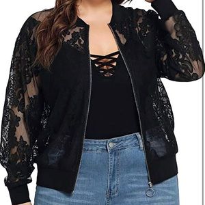 Torrid Embroidered Mesh Bomber Jacket